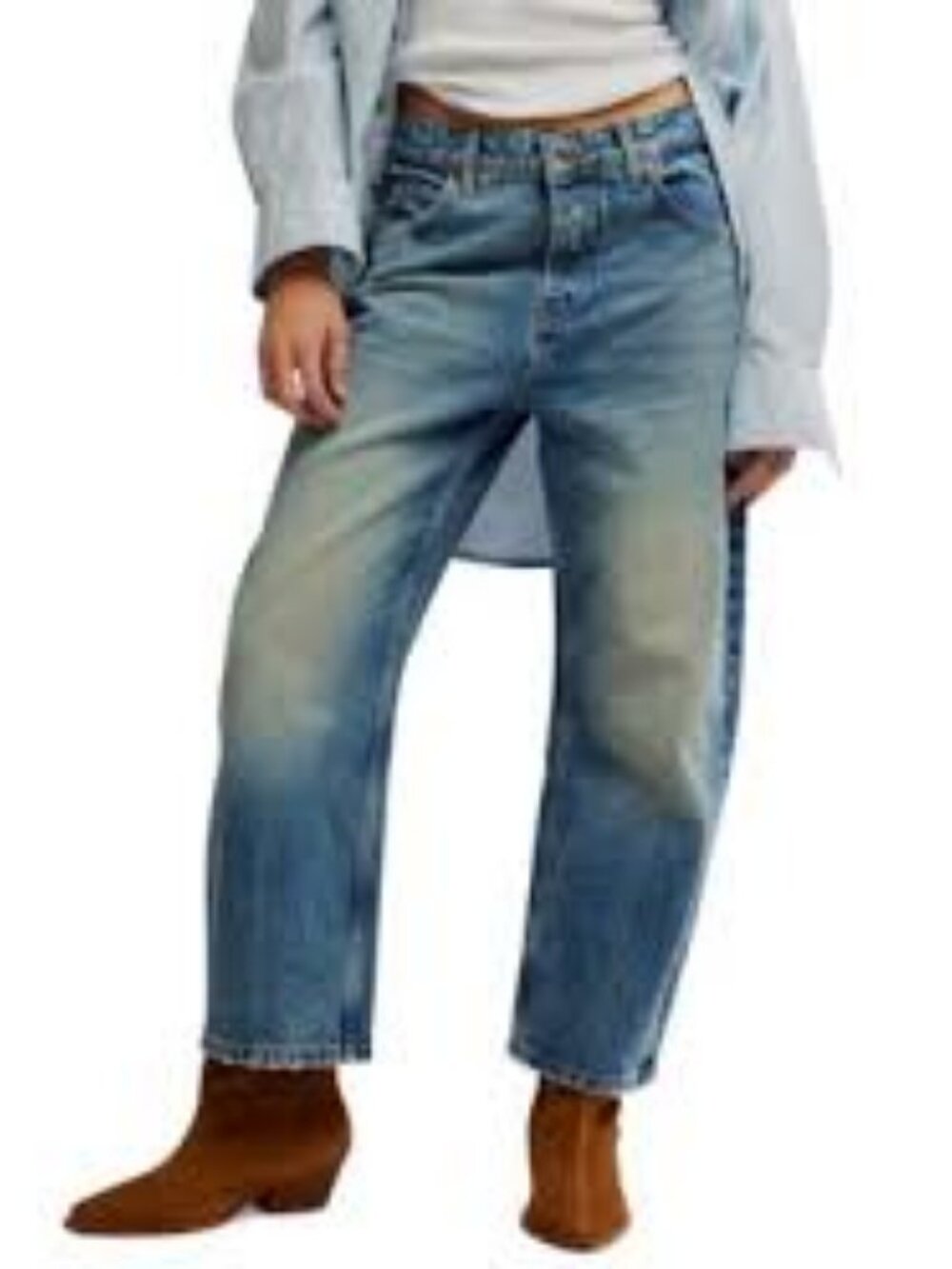 Free People - We The Free Deep Trance Boyfriend Cut Cotton Jeans From Beyond  26 - Picture 2 of 5